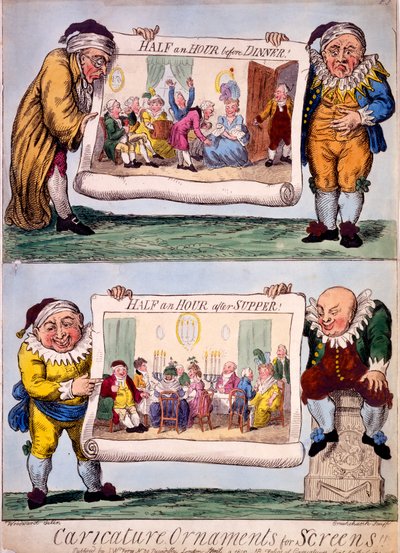 Karikatuur Ornamenten voor Schermen, 1800 door Isaac Cruikshank